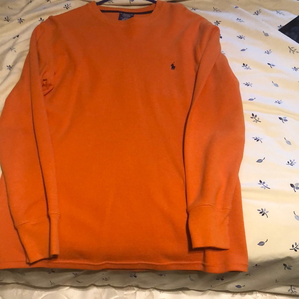 Orange long sleeve polo shirt